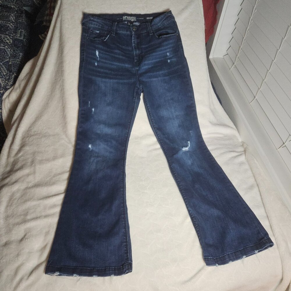 REWASH BRAND DISTRESSED WIDE BOTTOM JEANS